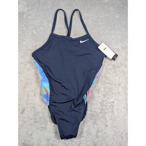 Nike Hydrastrong Swimsuit Womens Size Medium Blue One Piece Racer Back Vacation
